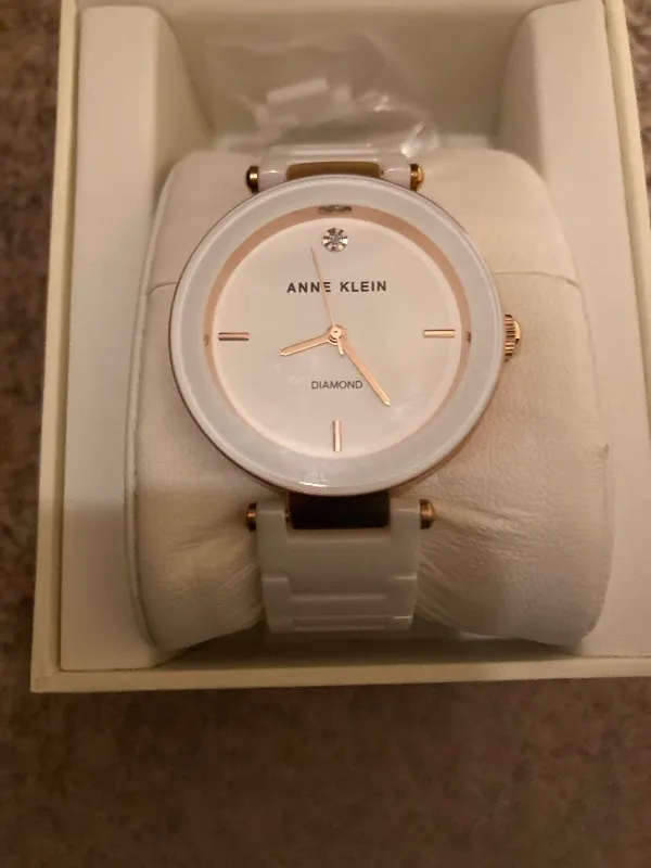 Anne Klein Damenuhr Diamond Keramik Weiß Roségold Elegant AK/1018RGWT 2
