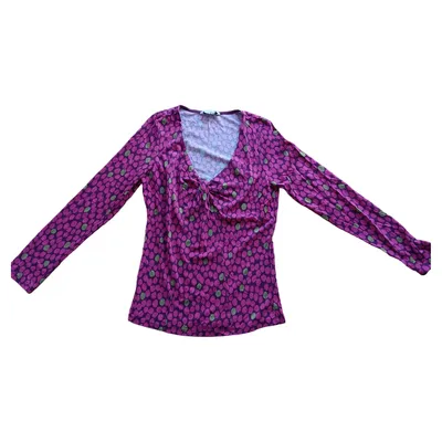 Boden Damen Langarmshirt Gr. 36/S Lila Casual Punkte Lyocell