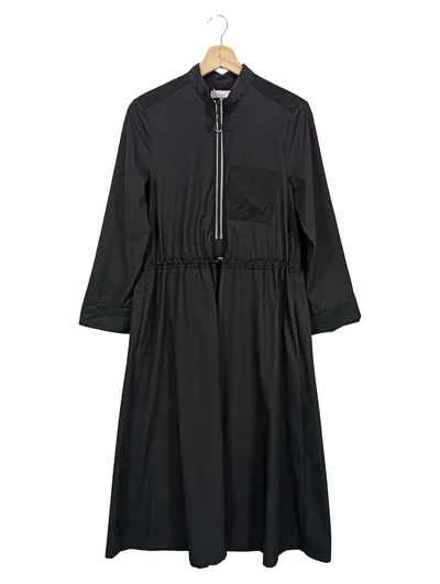CINQUE Damen Blusenkleid 36/S Schwarz Klassisch Elegant Midi Reißverschluss
