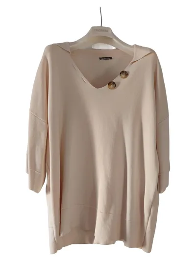 ZOE ONA Damen Pullover XS Beige Casual 3/4-Arm Baumwolle