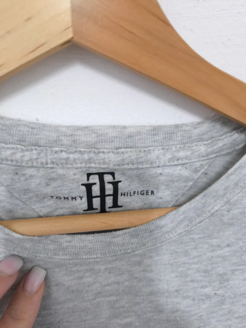 Tommy Hilfiger T-Shirt Herren Gr. M grau TH 85 Logo Print Casual 3