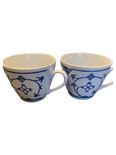 Jaeger Kaffeetasse Porzellan Weiß Blau Blumenmuster Klassisch 200ml