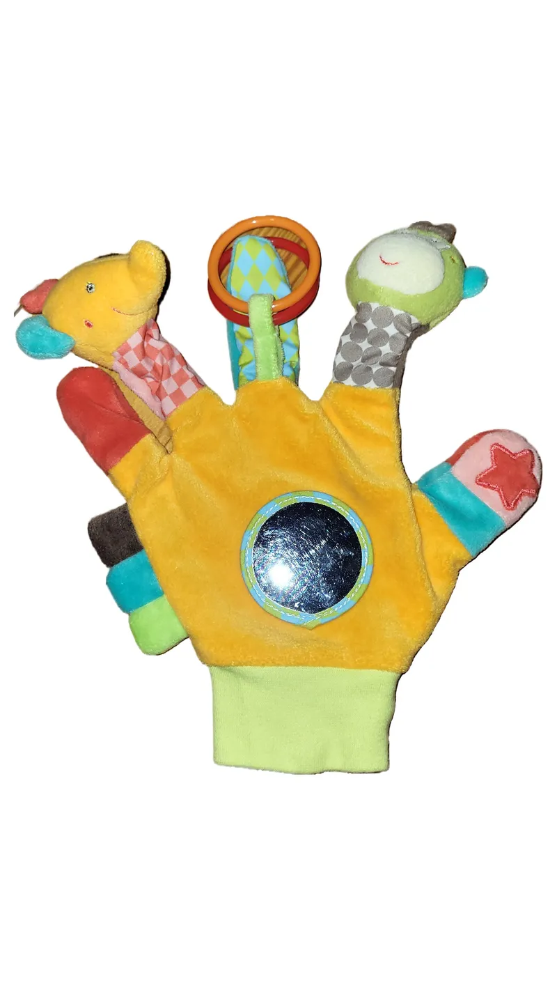 Fehn Greifling Spielhandschuh Baby Spielzeug Mehrfarbig Stoff Farbenfroh 1