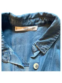 MANGO Jeanskleid Hemdblusenkleid Damen XS/34 Blau Gürtel Casual 2