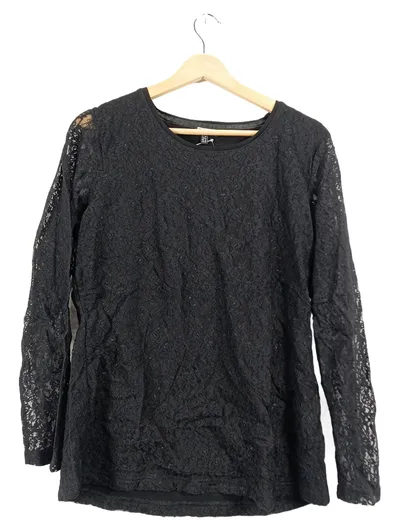 Kenny S. Damen Spitzenbluse Langarm Schwarz Gr. 44 Elegant Festlich