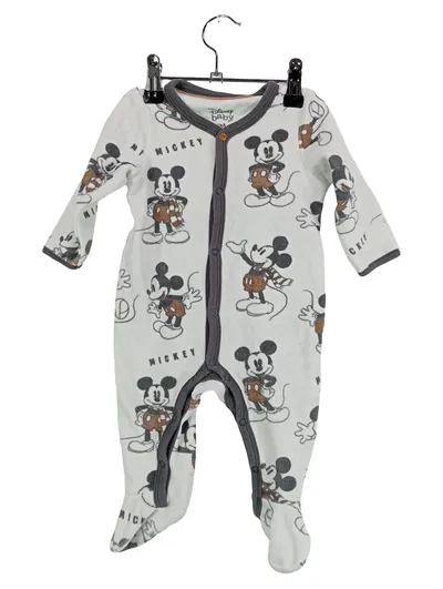 Disney Baby Schlafanzug Mickey Mouse Tiermotiv Baumwolle Weiß Gr. 68
