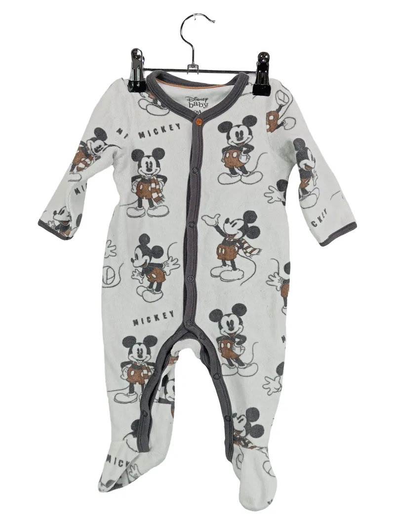 Disney Baby Schlafanzug Mickey Mouse Tiermotiv Baumwolle Weiß Gr. 68 1