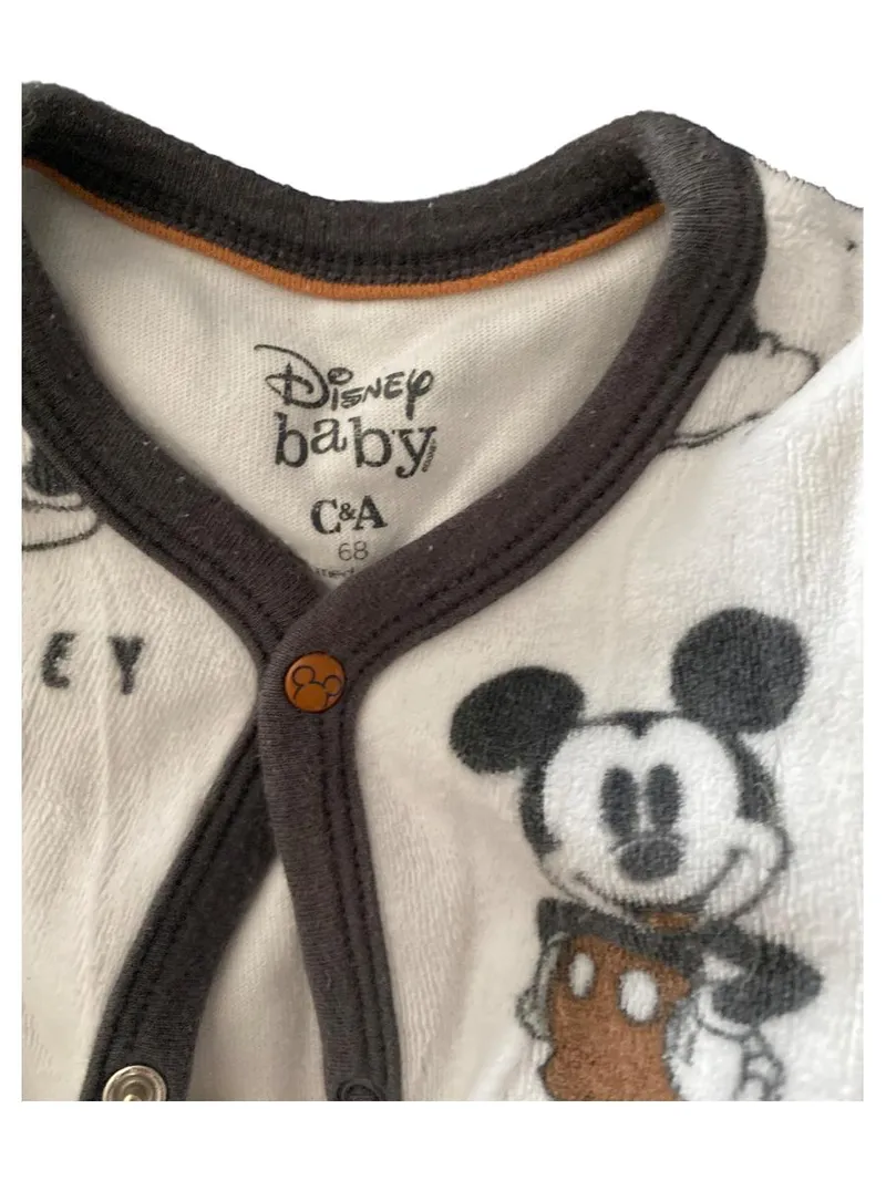Disney Baby Schlafanzug Mickey Mouse Tiermotiv Baumwolle Weiß Gr. 68 4
