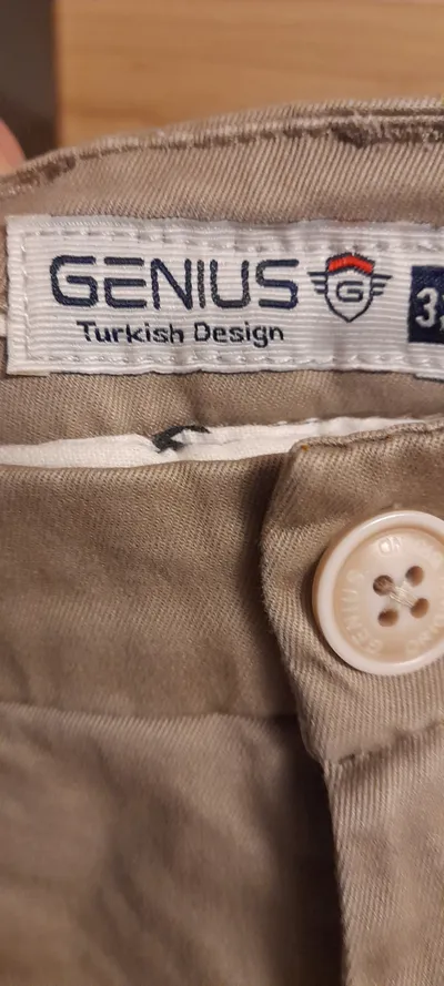 Genius Herren Chino Stoffhose Beige W32 Baumwolle Casual