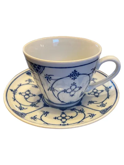 Jaeger Kaffeetasse mit Untertasse Porzellan Blau Klassisch