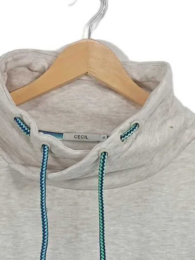 Cecil Damen Pullover Sweatshirt Grau Meliert Langarm Kapuze Gr. M