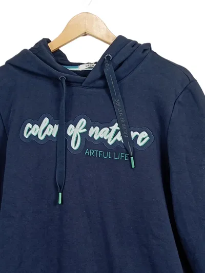 Cecil Damen Kapuzenpullover Hoodie Gr. M Blau Schriftzug Freizeit Baumwolle