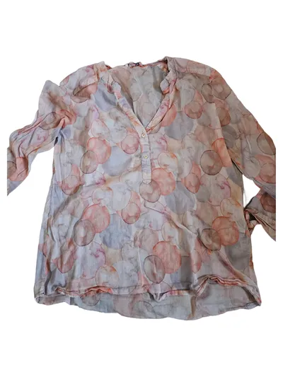 Emily van den Bergh Bluse Damen Gr. 40 L Baumwolle Mehrfarbig Abstrakt Casual