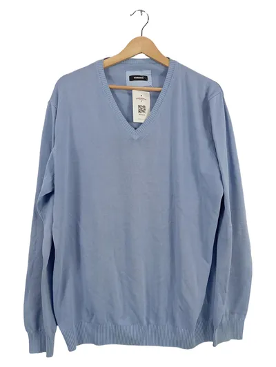 Walbusch Herren Pullover V-Ausschnitt Gr. 52/XL Hellblau Baumwolle