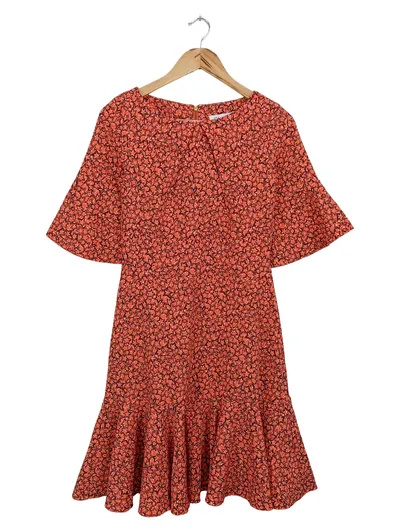 CLOSET Damen Freizeitkleid Gr. 36/S Rot Blumenmuster Elegant Midikleid