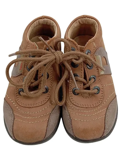 BAMA Kinder Sneaker Low Braun Leder Gr. 21 Schnürung Casual