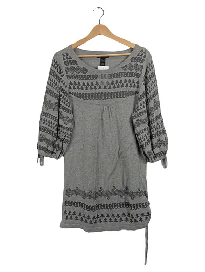 Mango Damen Tunikakleid Ethno-Muster Grau Gr. XL Bohemian Style