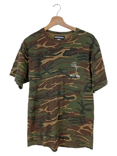 WRSTBHVR Damen T-Shirt Camouflage Mehrfarbig Gr. 38/M Logo Print Streetwear