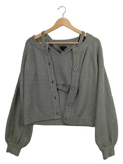ASOS Design Strickjacke Damen Cropped Langarm Grau Gr. 36 S