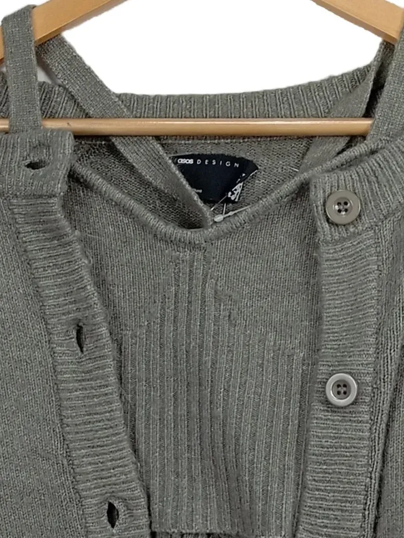 ASOS Design Strickjacke Damen Cropped Langarm Grau Gr. 36 S 2