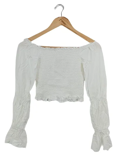 PAMELA X NA-KD Langarmshirt Damen 36/S Weiß Feminin Romantisch Casual