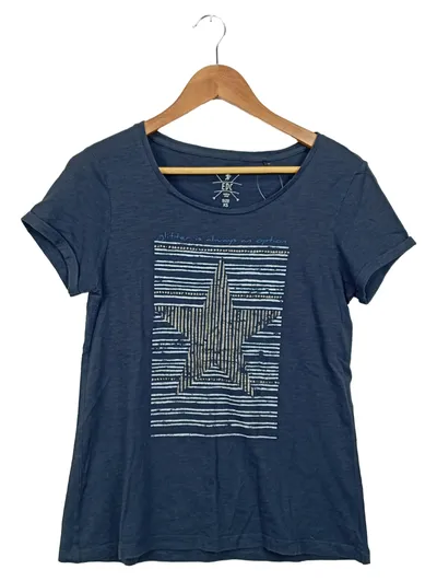 EDC Damen T-Shirt Stern Motiv Blau Gr. 34/XS Baumwolle Casual