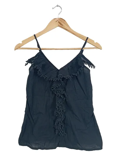 SAINT TROPEZ Damen Top Gr. 36/S Schwarz Casual Feminin Baumwolle