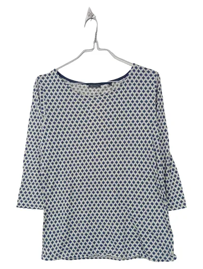 Marc O'Polo Damen Langarmshirt 3/4-Arm Rautenmuster Weiß Blau Gr. M
