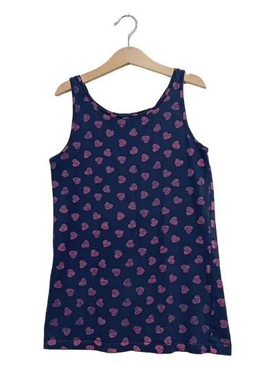YD Mädchen Top Tanktop Herzmuster Blau Pink Gr. 158 Baumwolle