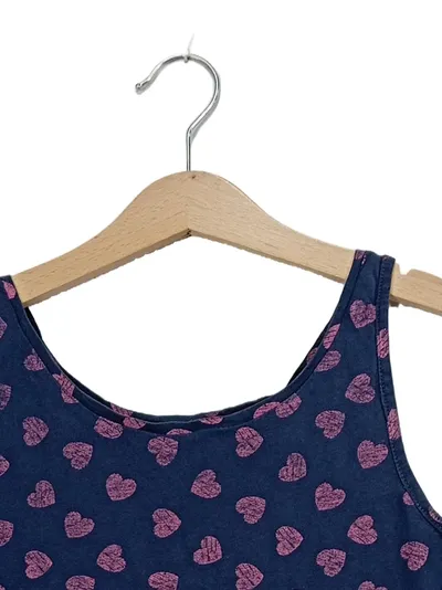 YD Mädchen Top Tanktop Herzmuster Blau Pink Gr. 158 Baumwolle