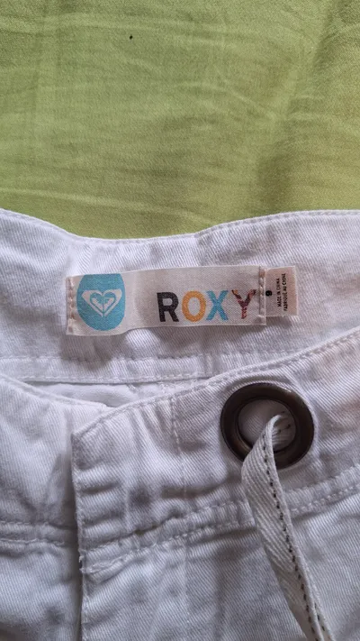 ROXY Damen Stoffhose Weiß Gr. 38/M Baumwolle Casual Sommerhose