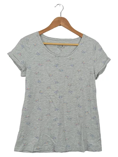 EDC Damen T-Shirt Grau S Casual Grafisches Muster