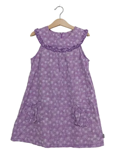 JAKO-O Sommerkleid Mädchen Gr. 128 Lila Blumenmuster Baumwolle Minikleid