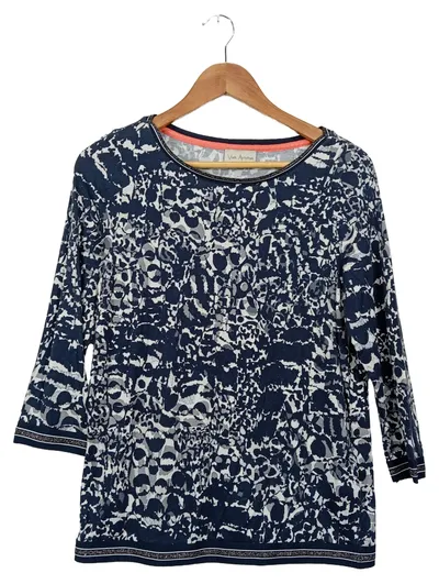 Via Appia Damen Langarmshirt Gr. 36 Blau Weiß Abstrakt Glitzer