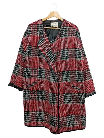 Mariposa Strickjacke Damen Kariert Rot Wolle XL 42 Casual Klassisch