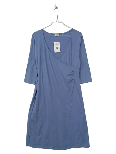 hessnatur Wickelkleid Damen Baumwolle Freizeitkleid Blau Gr. 38 M