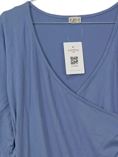 hessnatur Wickelkleid Damen Baumwolle Freizeitkleid Blau Gr. 38 M