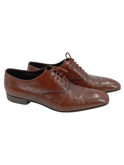 PRADA Herren Schnürschuhe Business Elegant Gr. 44 Braun Leder Oxford