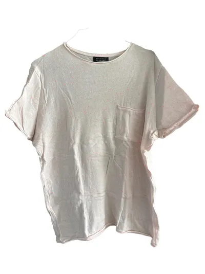 Zara Man Herren T-Shirt Gr. L Beige Meliert Casual Kurzarm Baumwolle