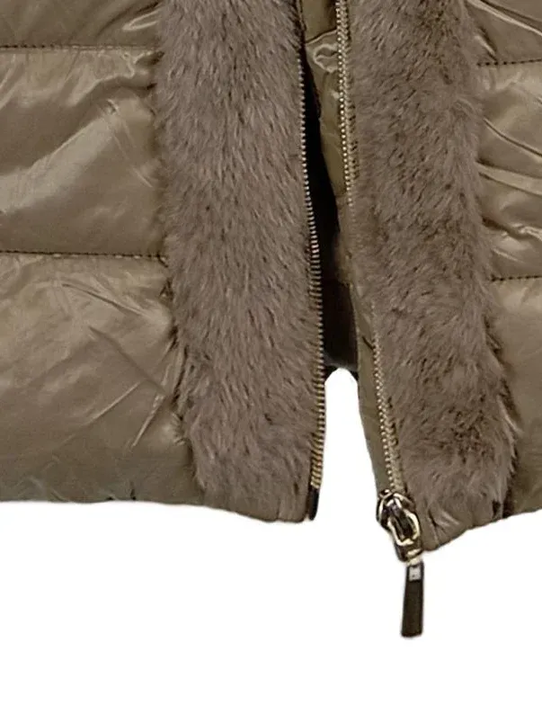 Alessa W Damen Steppjacke Gr. 40 Beige Fellbesatz Elegant Winterjacke 2