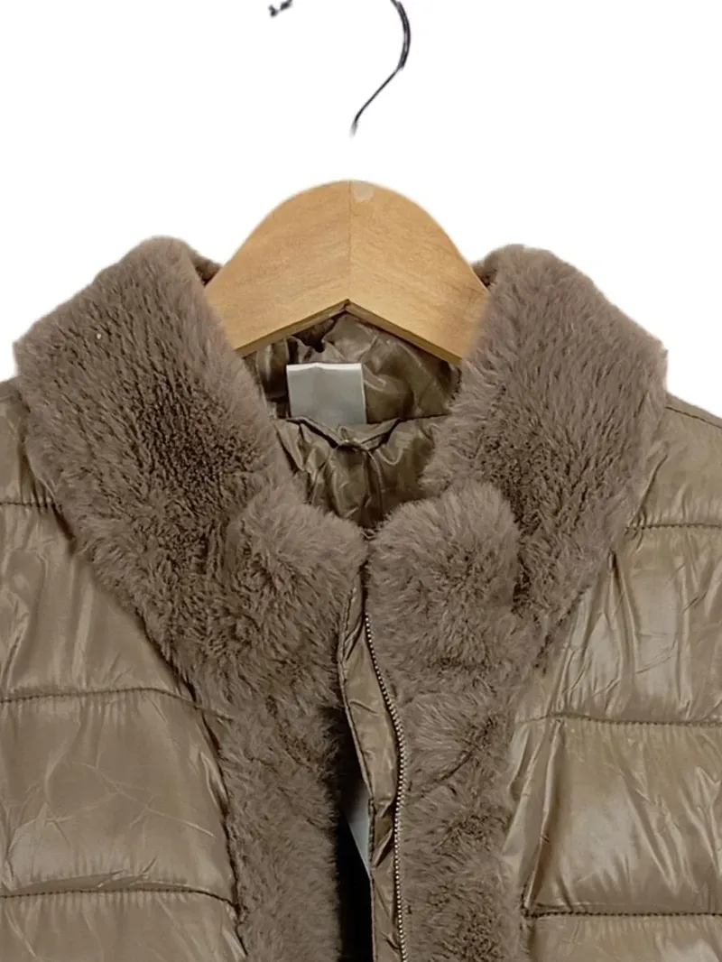 Alessa W Damen Steppjacke Gr. 40 Beige Fellbesatz Elegant Winterjacke 3