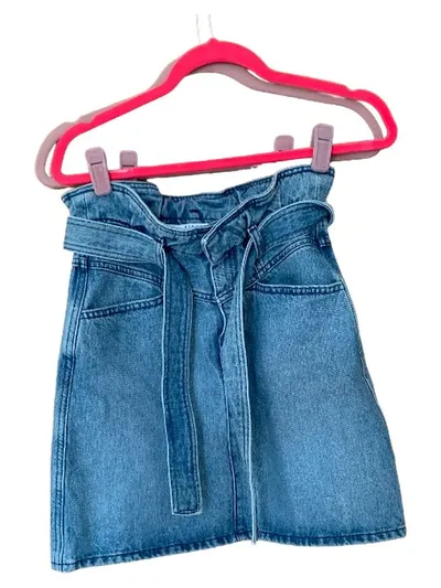 Claudie Pierlot Faltenrock Damen Blau Baumwolle Gr. 34 Freizeit Midirock