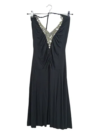 Orsay Abendkleid Pailletten Glamourös Schwarz Midikleid Party Gr. 38 M
