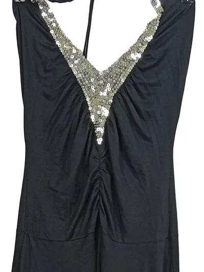 Orsay Abendkleid Pailletten Glamourös Schwarz Midikleid Party Gr. 38 M