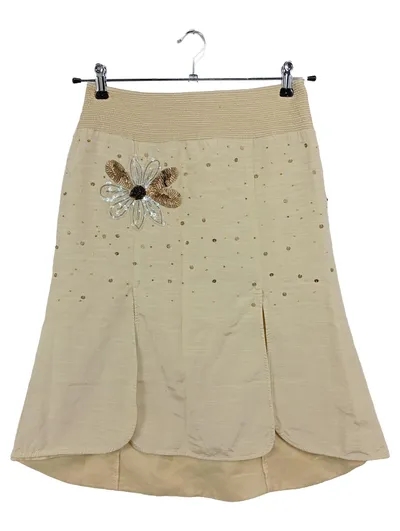 ISABEL KRISTENSEN Damen A-Linienrock Gr. 38/M Beige Elegant Vintage Pailletten