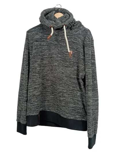 Naketano Herren Hoodie Kapuzenpullover Gr. L Grau Meliert Schalkragen