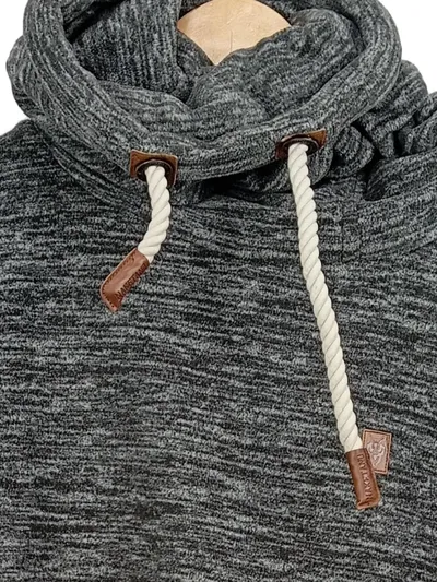 Naketano Herren Hoodie Kapuzenpullover Gr. L Grau Meliert Schalkragen