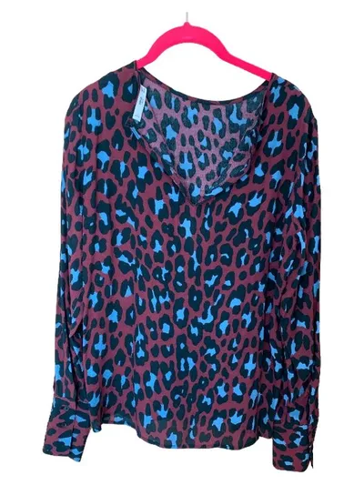 MNG Bluse Damen 38;M Rot Tierdruck Casual Langarm