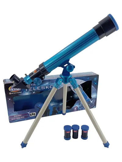 Toy Place Astro-Teleskop 30mm Kinder Fernrohr mit Stativ 20/30/40x Blau