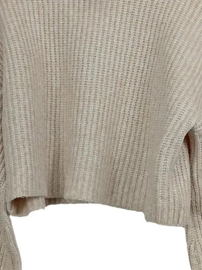 Monki Damen Pullover Rollkragen Cropped Rippstrick Beige Gr. 34/XS